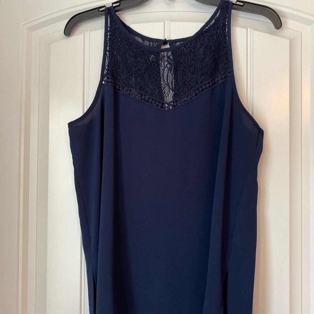 A navy blue tank top